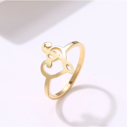Anillo solfa 8 acero inoxidable dorado