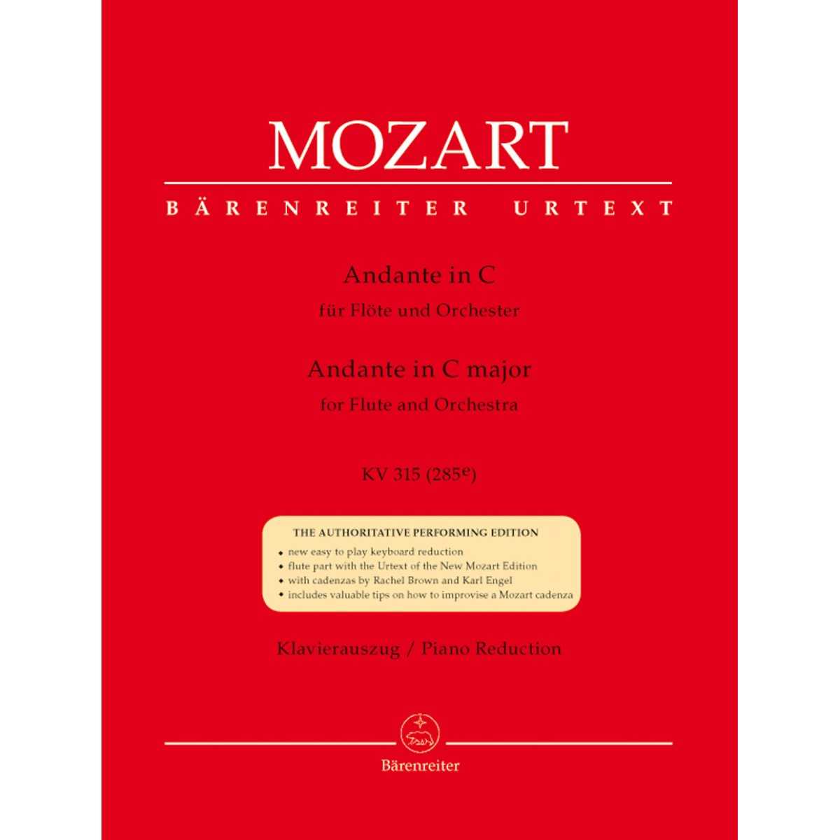 Andante DO M K.V.315 flauta Urtext - Mozart W.A. (Barenreiter)