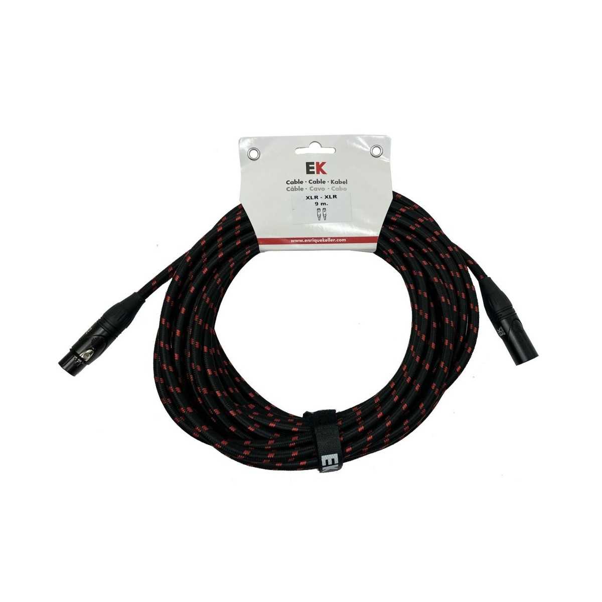 Cable xlr/xlr macho/hembra 9m trenzado tela EK