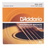 Juego cuerdas guitarra acústica D'addario Phospor bronze Extra Light tension EJ-15