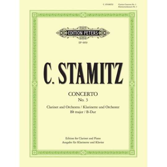 Concierto nº3 para clarinete y piano de Stamitz, C. Ed. Edition Peters