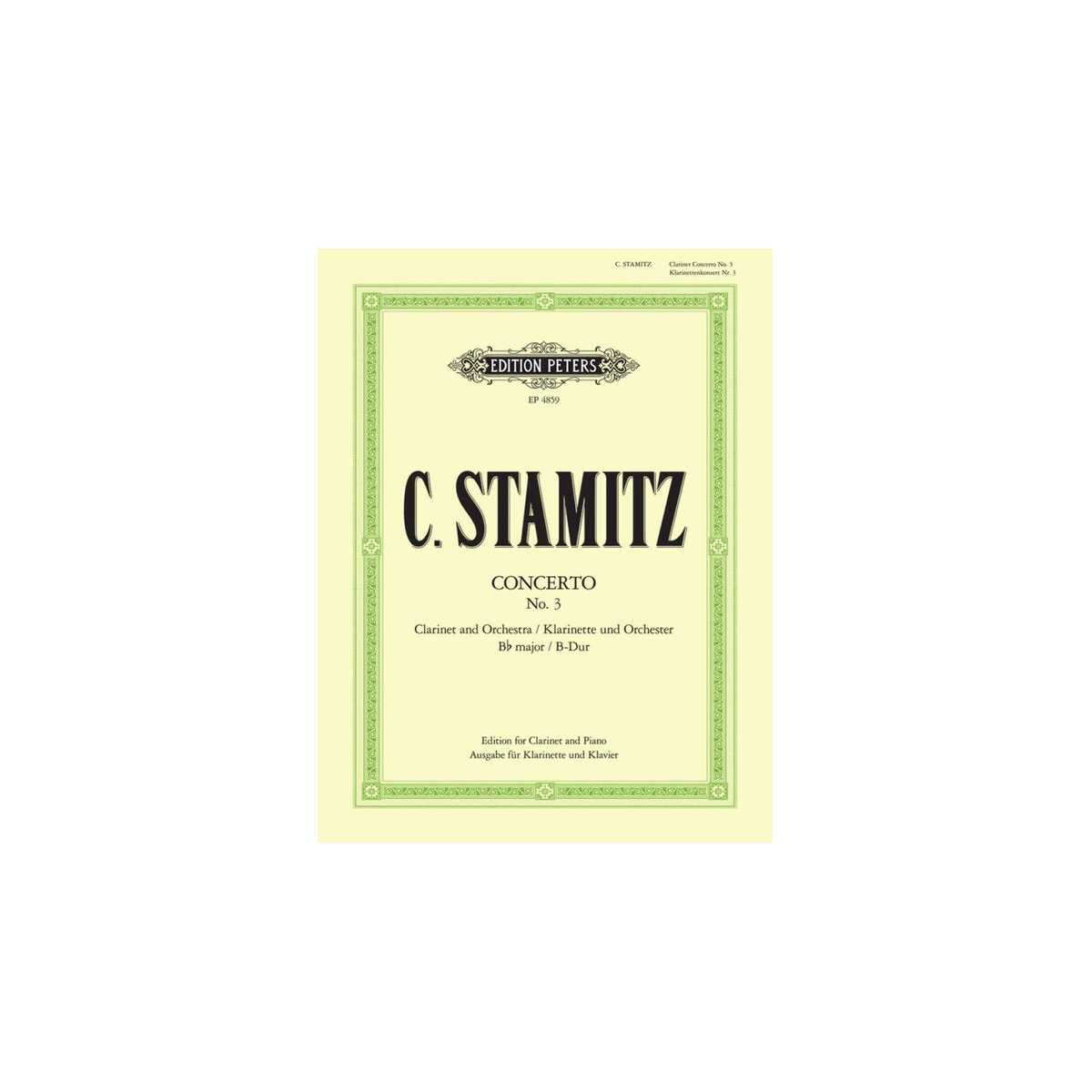 Concierto nº3 para clarinete y piano de Stamitz, C. Ed. Edition Peters